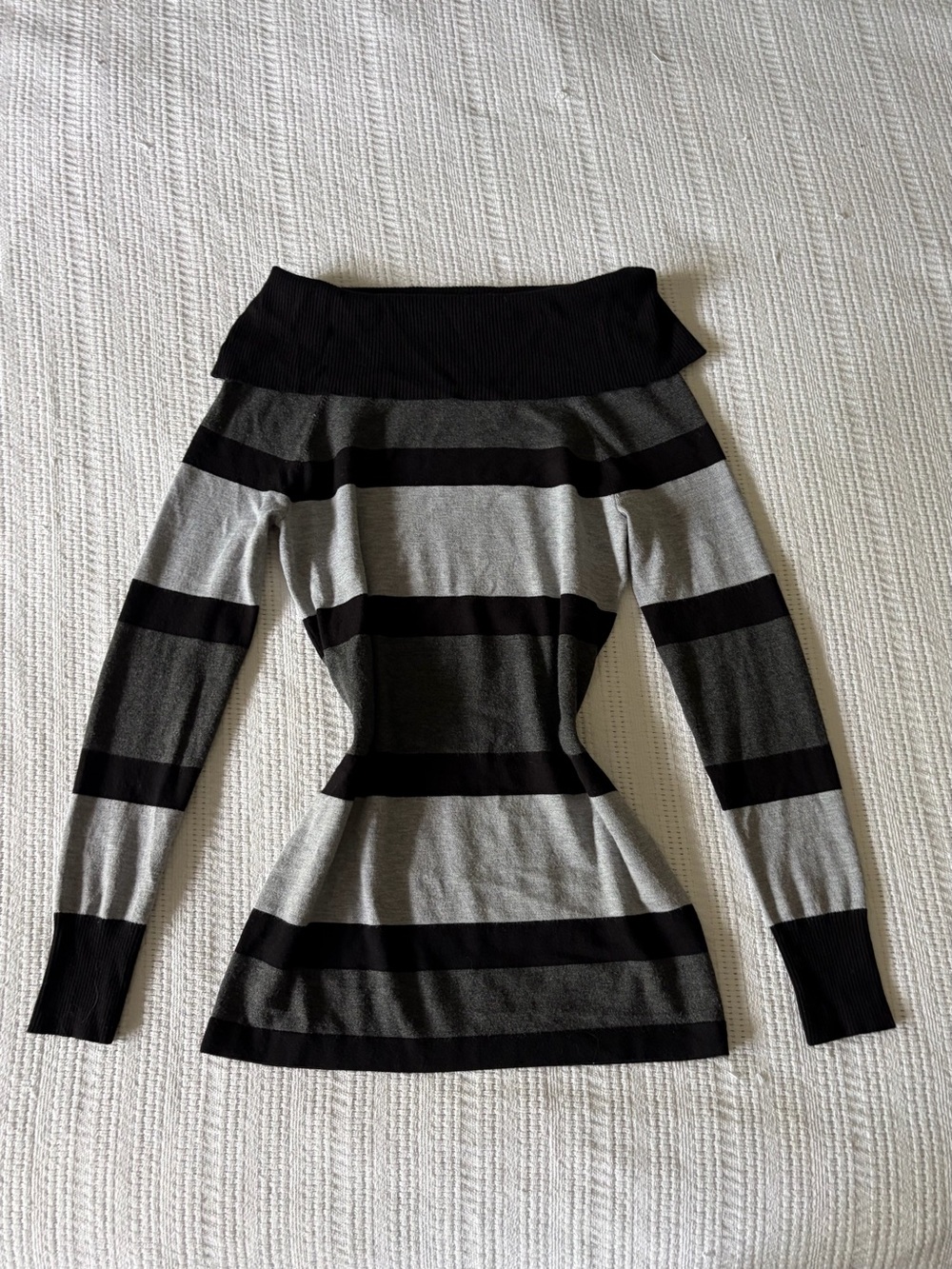 Premise Studio Black & Grey Striped Cowl Neck Sweater Size XS
